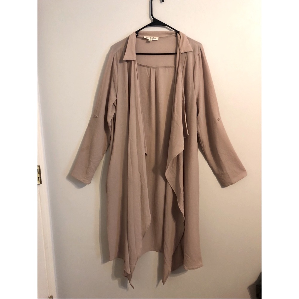 Tan Gauze Draped Cardigan